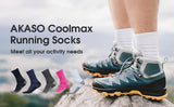 AKASO RC031 Ultralight Cushioned Crew Running Socks with COOLMAX and LYCRA Fiber - akasooutdoors