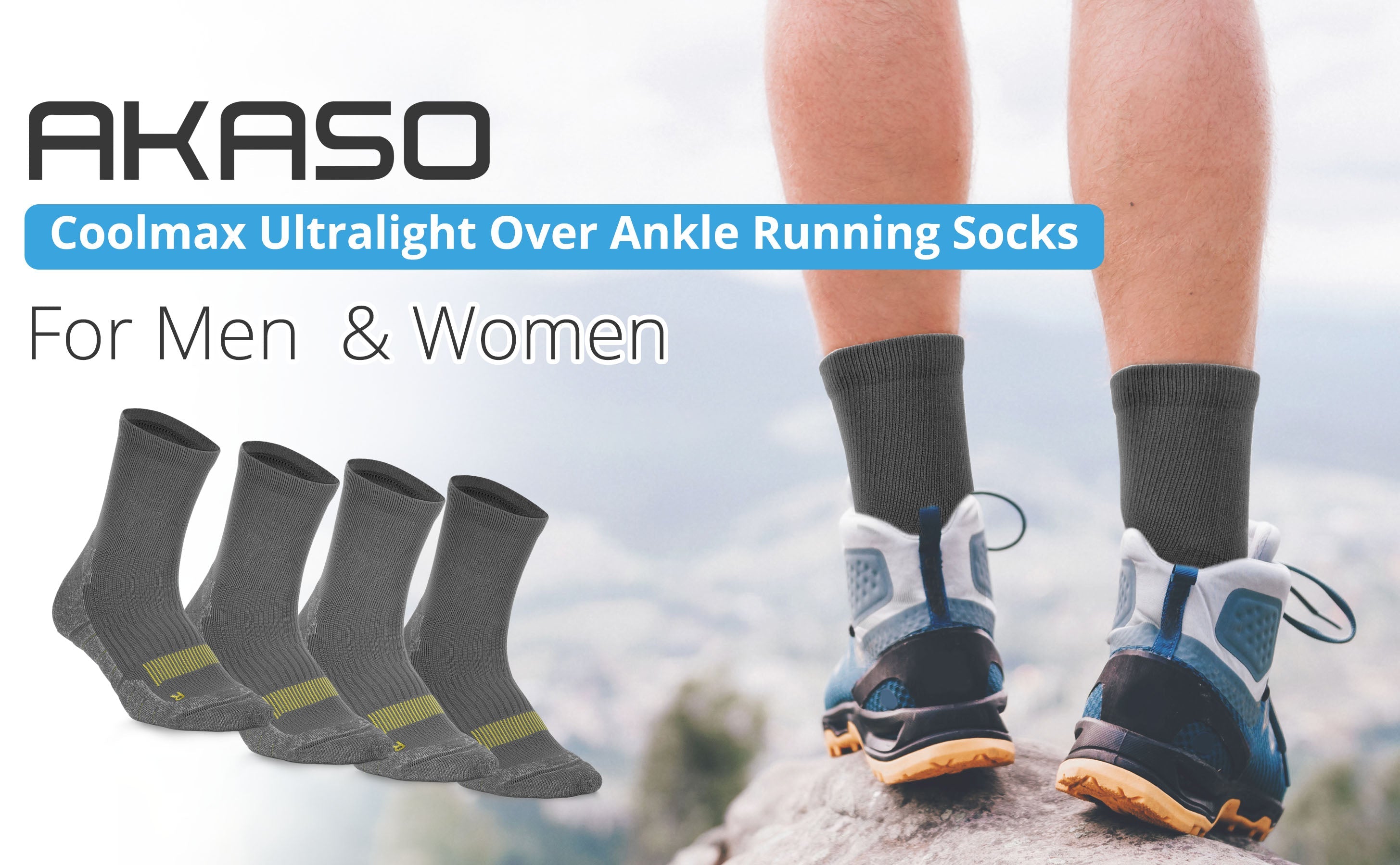 Quick Running COOLMAX akasooutdoors RC121 Fiber Socks AKASO Dry – Crew