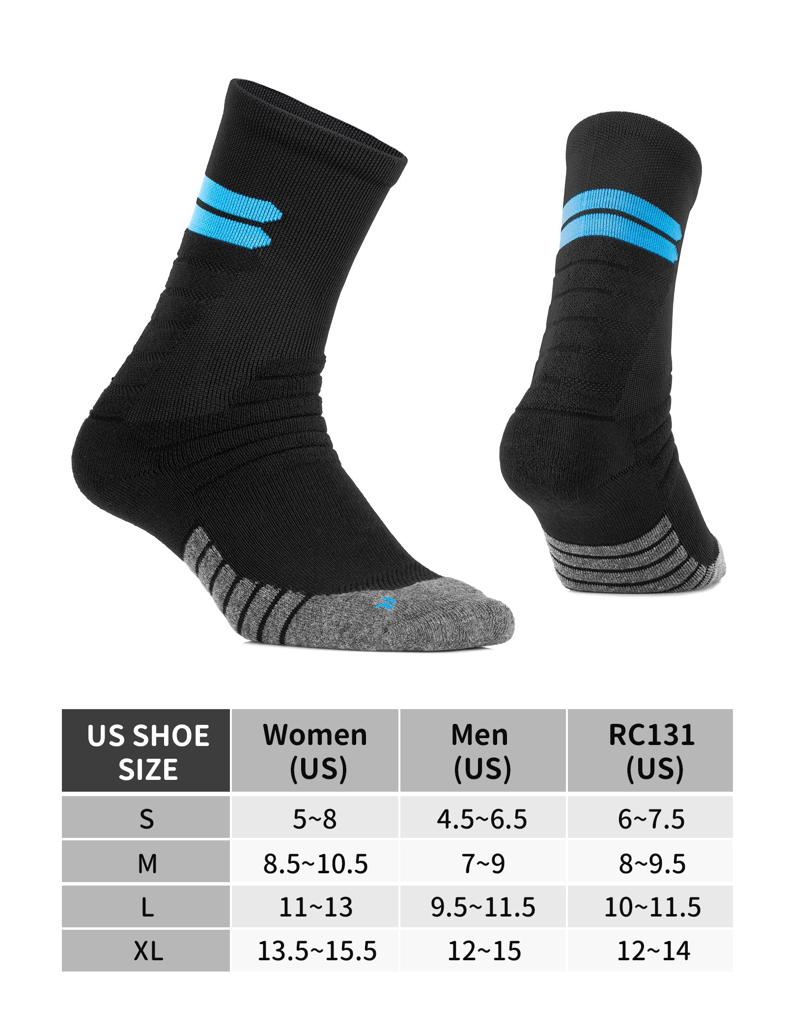 AKASO RC131 Anti-Blister Cushioned Crew Running Socks with COOLMAX and LYCRA Fiber - akasooutdoors