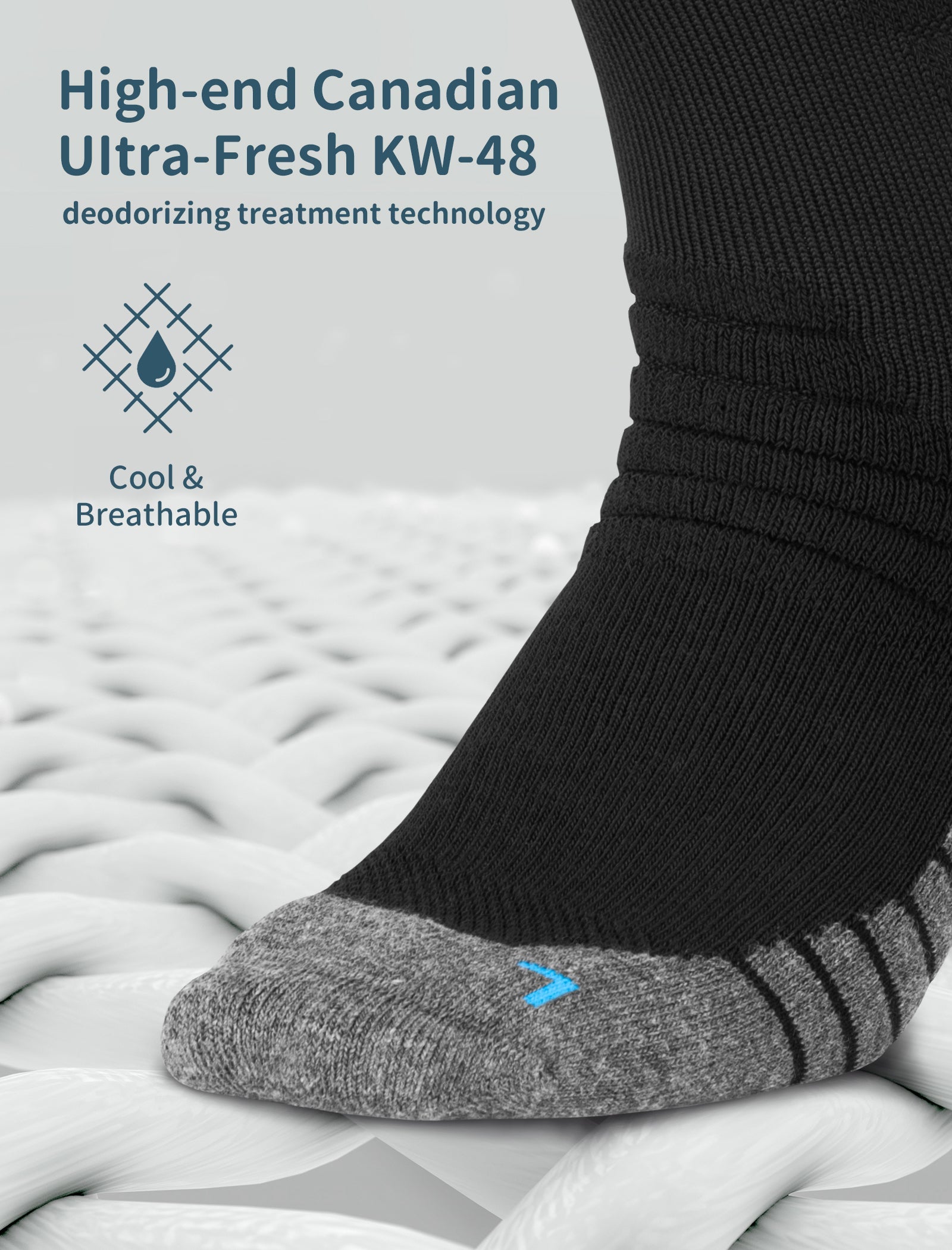 AKASO RC131 Anti-Blister Cushioned Crew Running Socks with COOLMAX and LYCRA Fiber - akasooutdoors