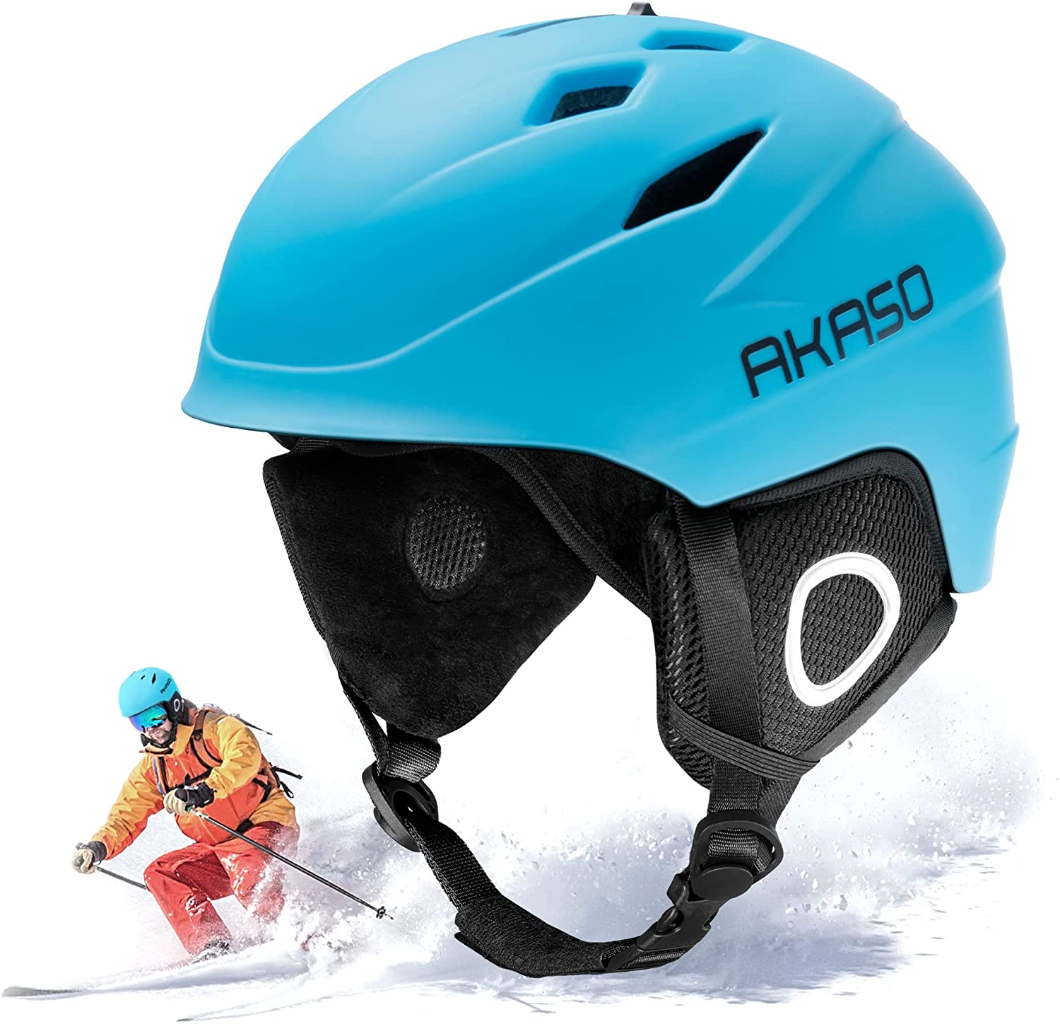 AKASO Ski Helmet for Men and Women, Snow Sport Helmet Ski Helmet for Youth  White-L