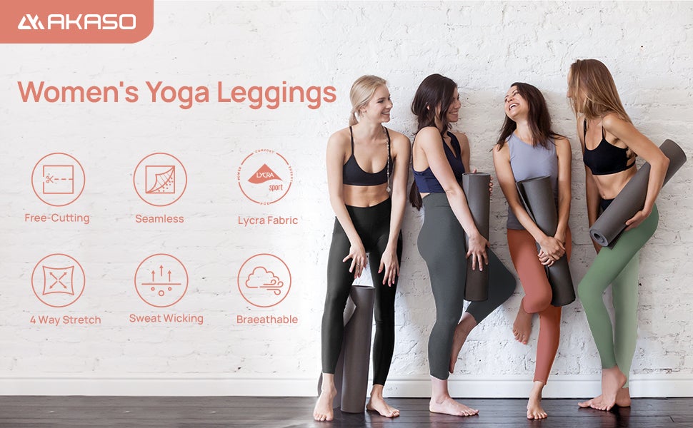 AKASO High Waisted Yoga Pants for Women - Free-Cutting, Naked Feeling –  akasooutdoors